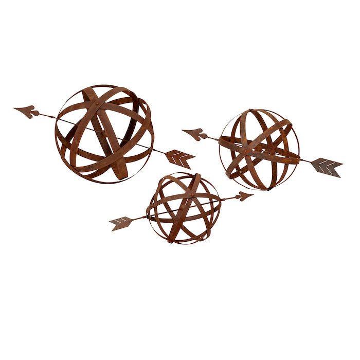 Rusted Sculptural Ball Arrow Garden Art