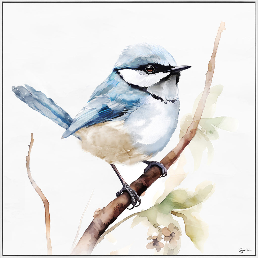 Feathery Flirtation Framed Canvas Painting