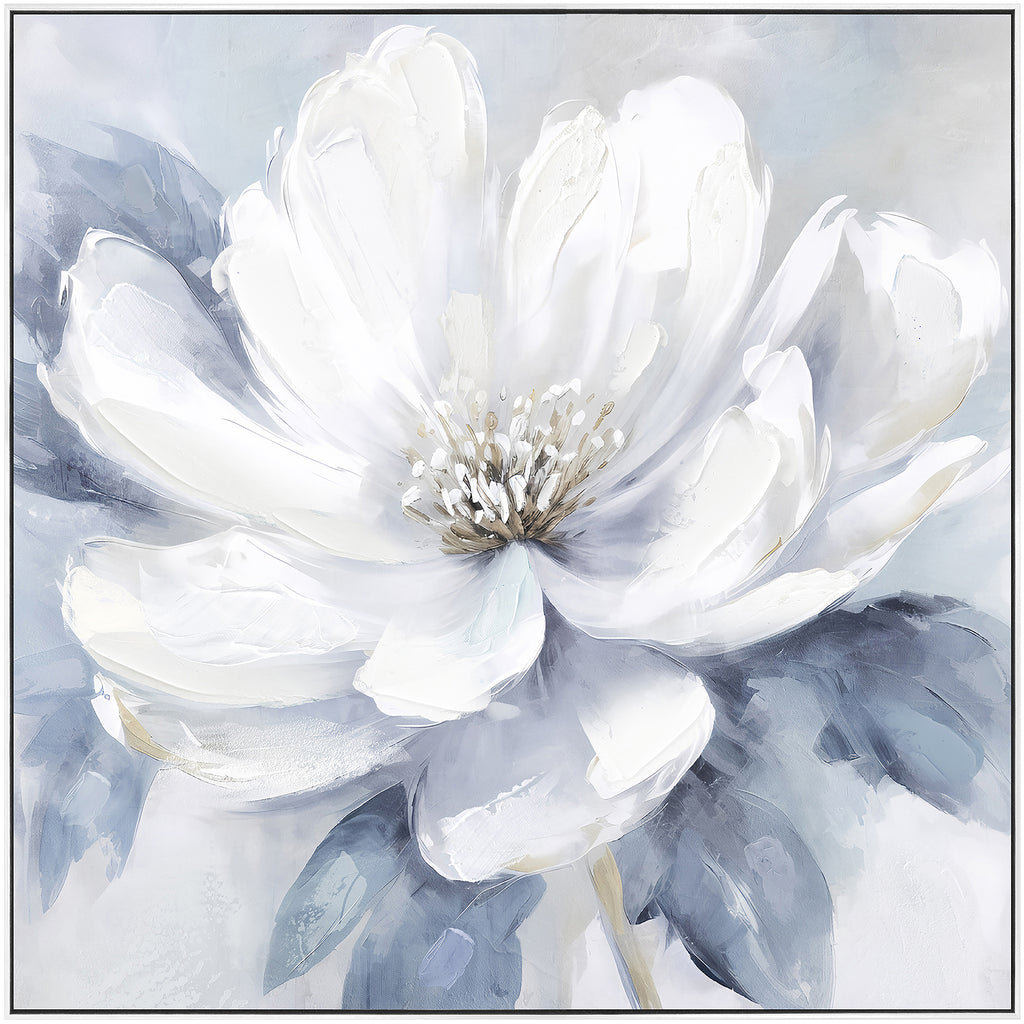 Garden Gala White Flower Framed Canvas Painting Wall Art
