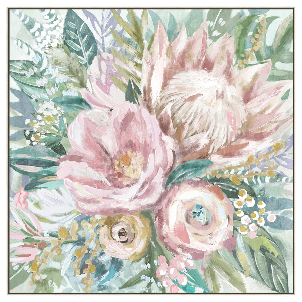 Bloom Baby Bloom Floral Framed Canvas Painting