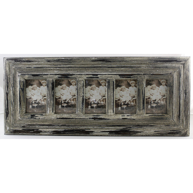 Rustic Wood Distressed Grey 5 Picture Frame