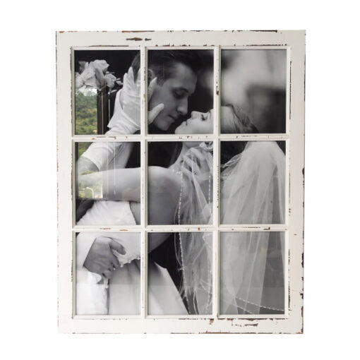 Large White Wood 9 Multi Hanging Photo Frame