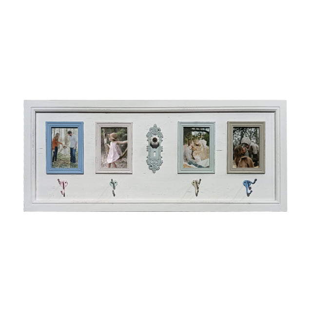 Antique Vintage 4 Photo Frame with Wall Hooks