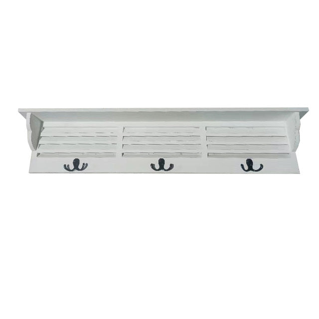 White Shutter Shelf Three Hooks