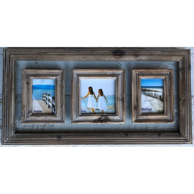 Rustic Brown Timber 3 Photo Frame Wall Decor