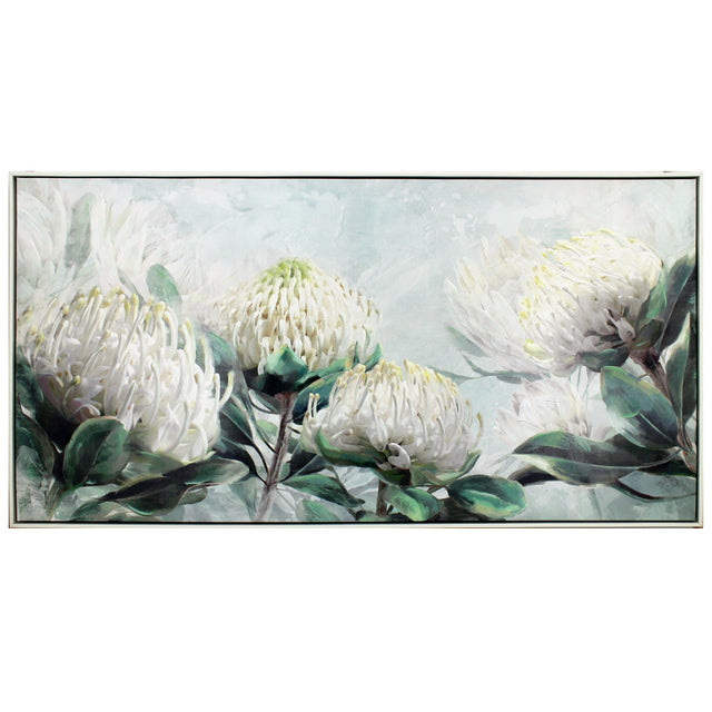 Australian Native White Waratahs Framed Canvas Painting Wall Art