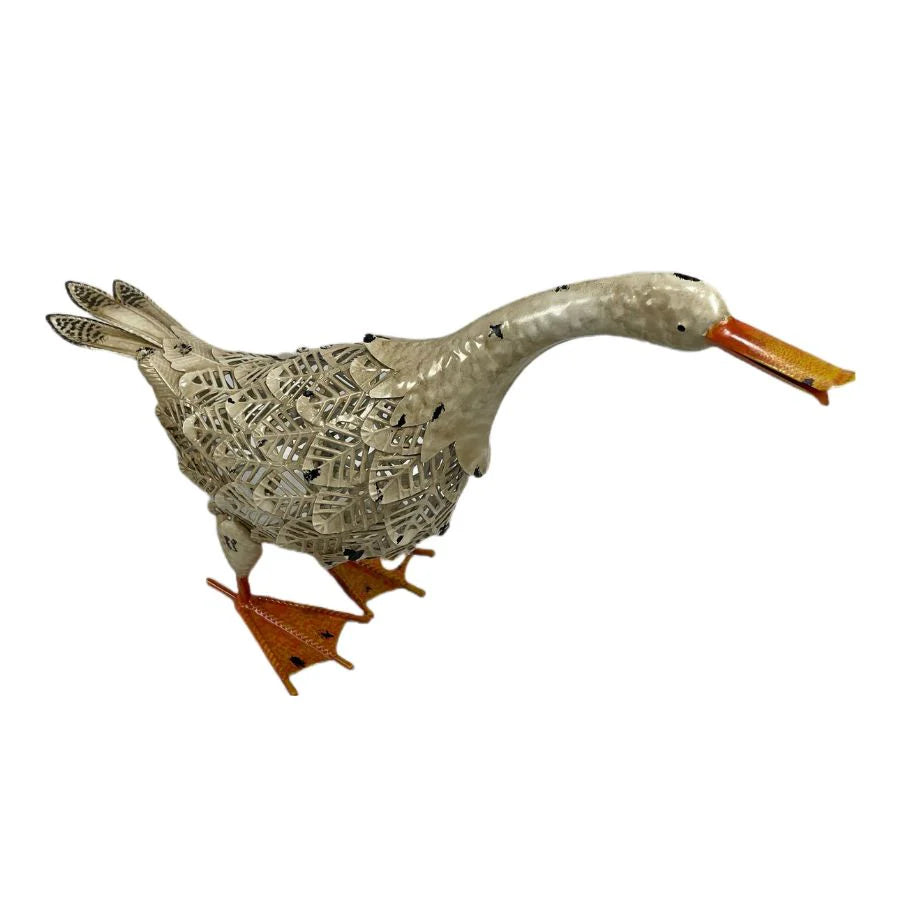Metal Stretching Duck Garden Art