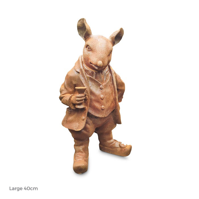 Rusted Cast Iron Rat Garden Ornament