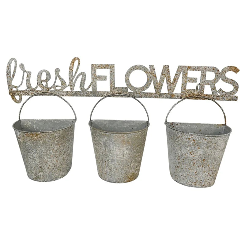 Fresh Flower Bucket Distressed Wall Planter