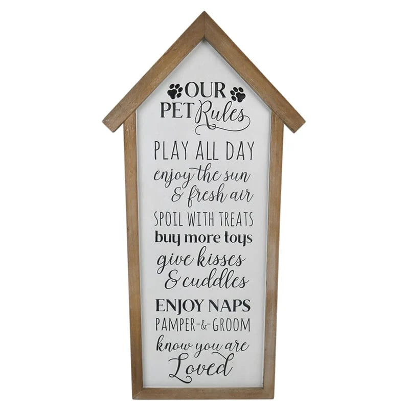 Pet Rules Hanging Inspirational Wall Sign