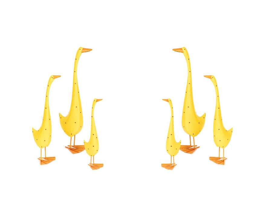 Yellow Ducks Metal Garden Art Set 6