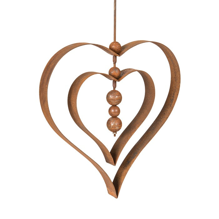 Large Heart Rustic Orb Hanging Ornament
