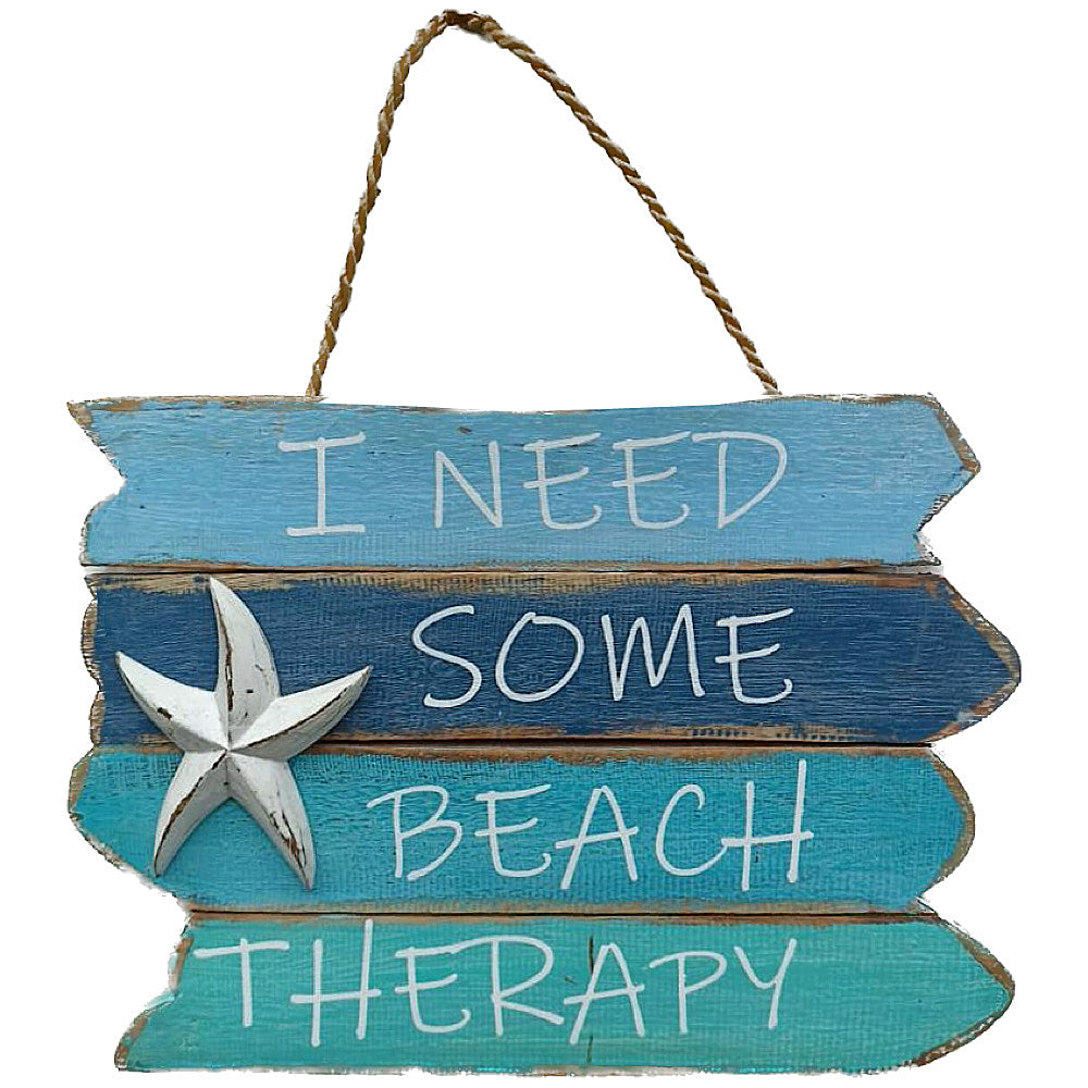 Blue Beach Therapy Wood  Inspirational Sign