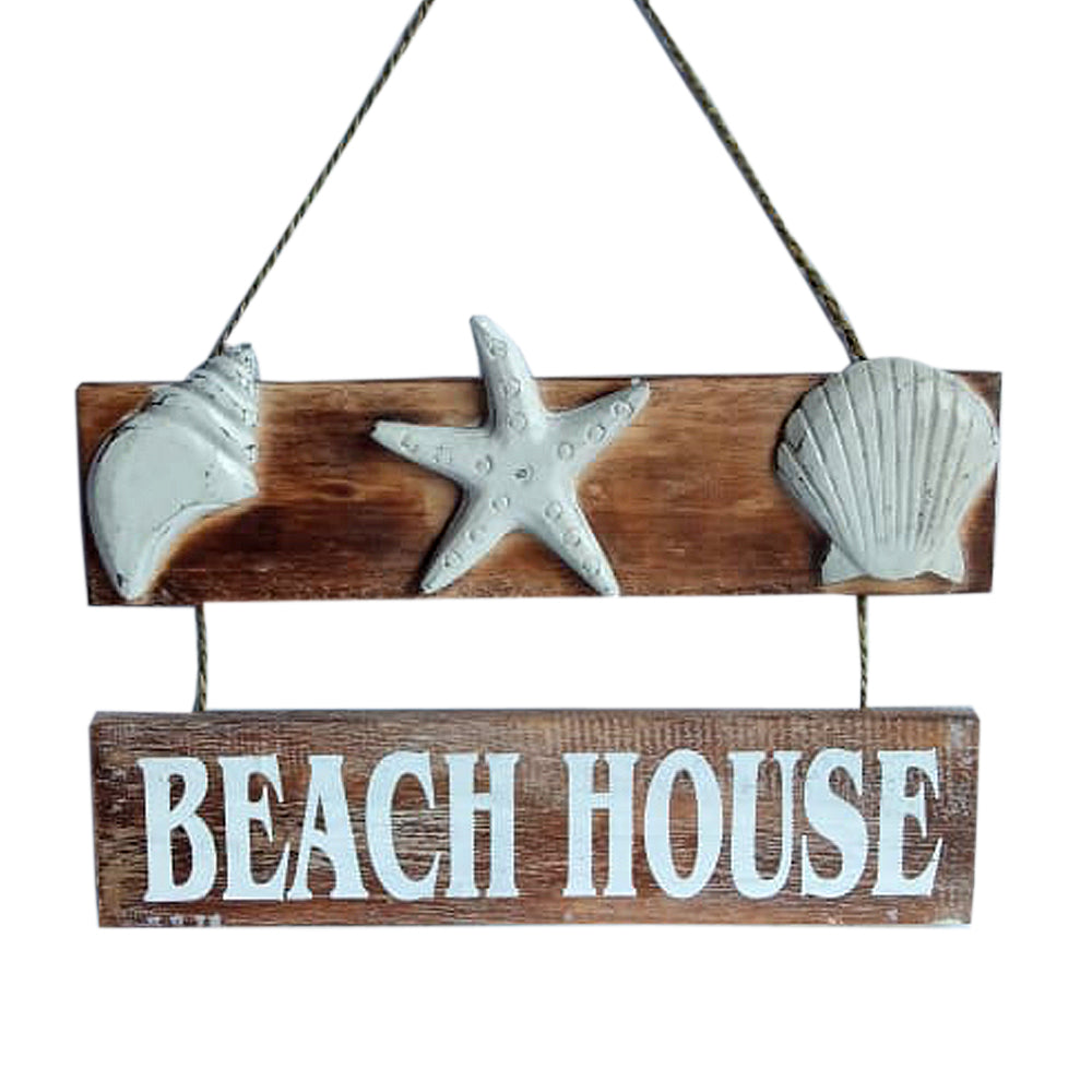 Shell Beach House Wood Hanging Inspirational Sign