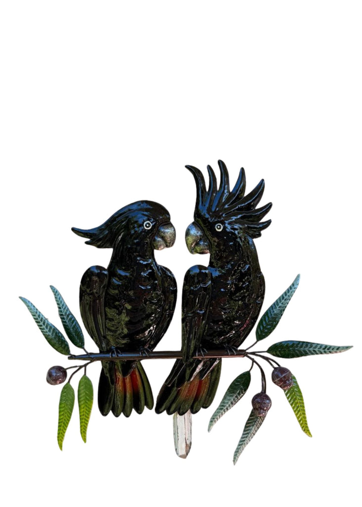 Black Cockatoo Duo Metal Wall Art