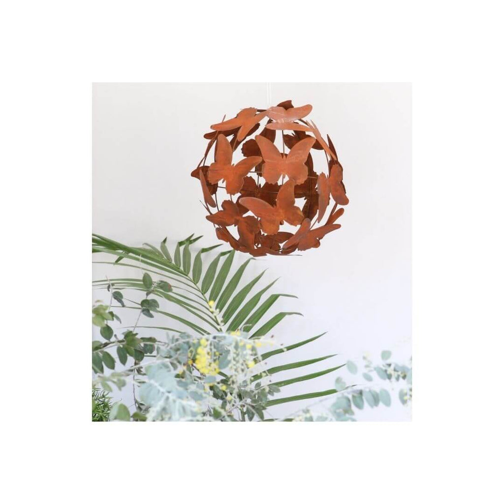 Rusted Metal Butterfly Ball Metal Garden Art