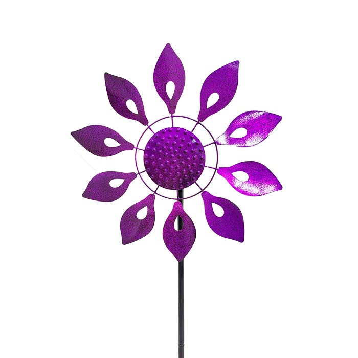 Fuschia Dahlia Wind Spinner Metal Garden Ornament