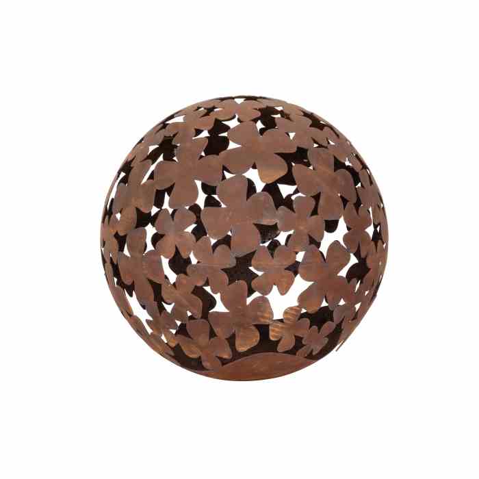 Large Flower Corten Steel Rusted Ball Metal Garden Art