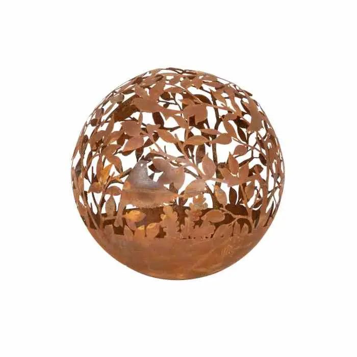 Large Rusted Flower Ball Metal Garden Art