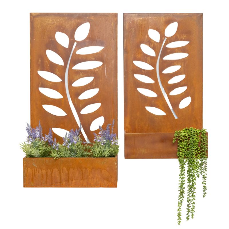 Rustic Metal Leaves Planter Metal Garden Art