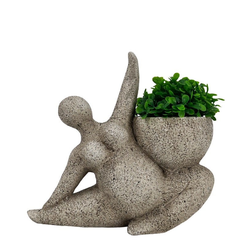 Poly Resin Yoga Lady Planter Pot Home Decor