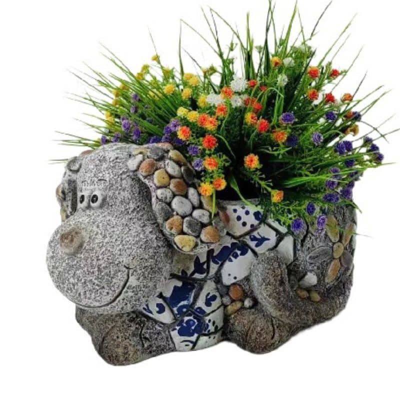 Poly Resin Dog Planter Pot Home Decor