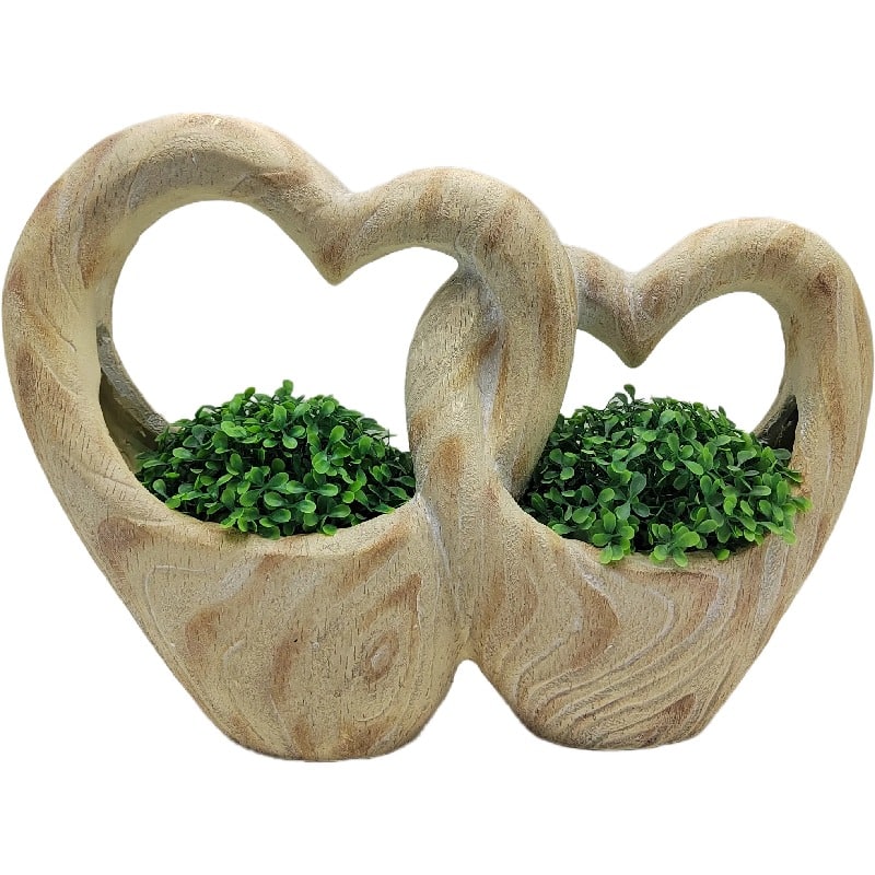 Poly Resin Double Heart Planter Pot Home Decor