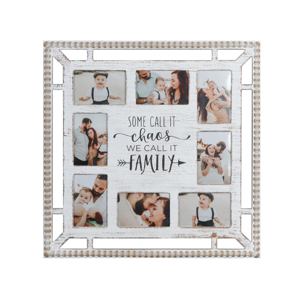 Distressed White Family Collage Photo Frame