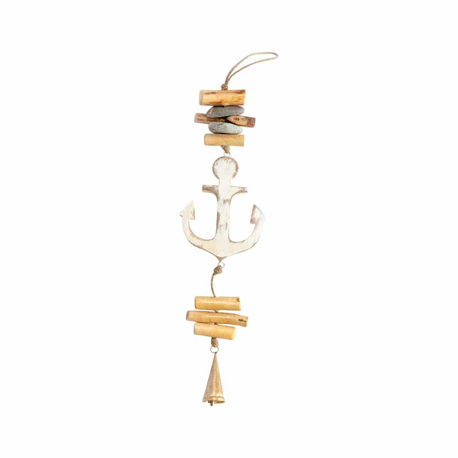 Distressed White Anchor Hanging Decorative Ornament