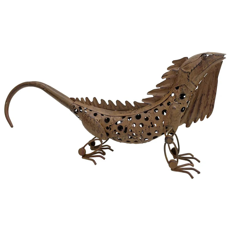 Rustic Metal Bearded Dragon Garden Art Ornament