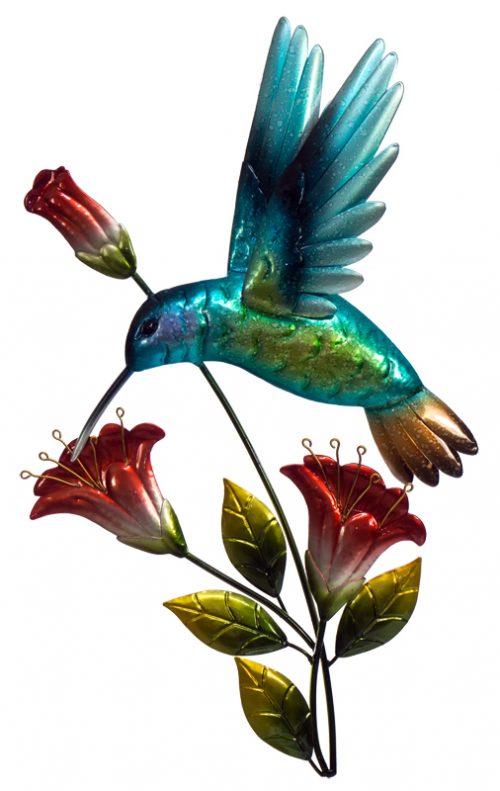 Blue Hummingbird Metal Wall Art