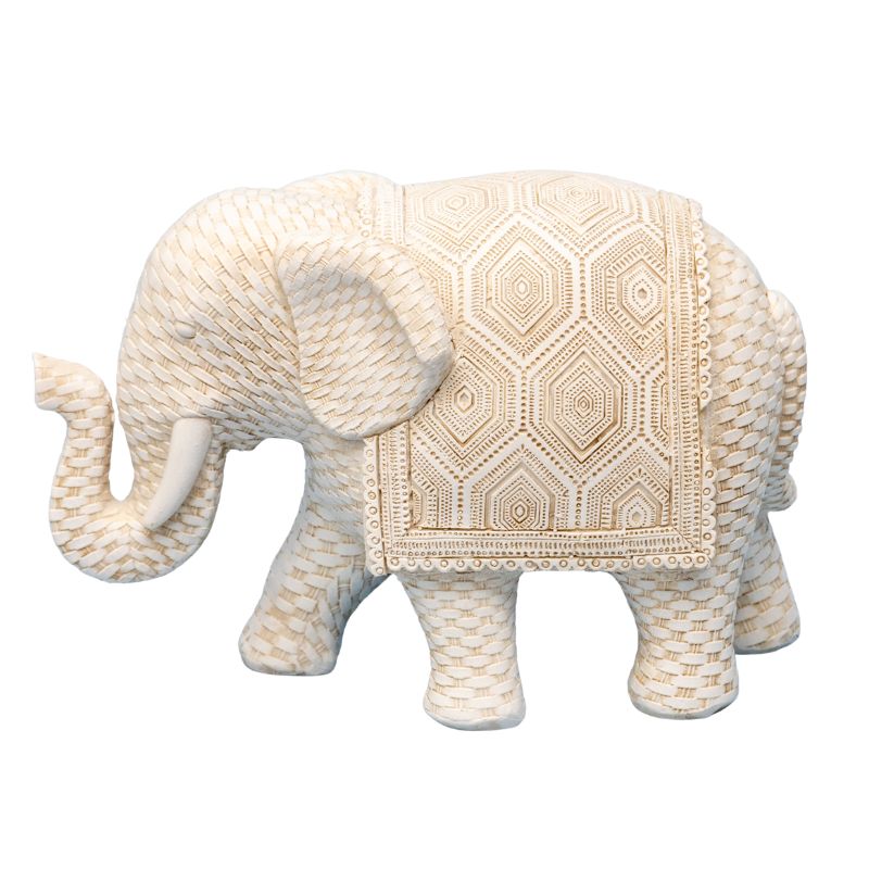 Woven Look Small Elephant Statue Ornament