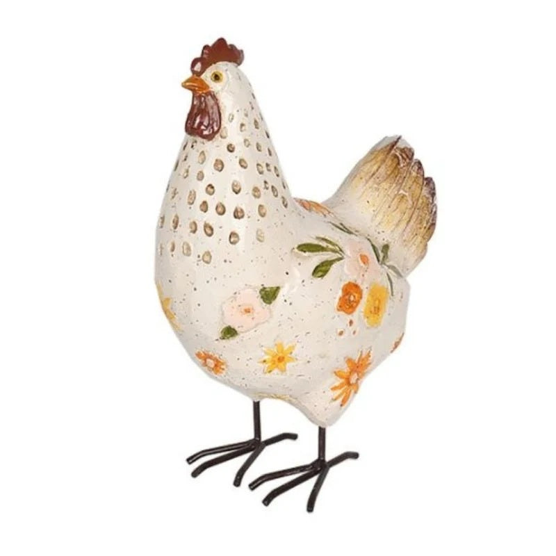 White Chook Flowers Garden Art