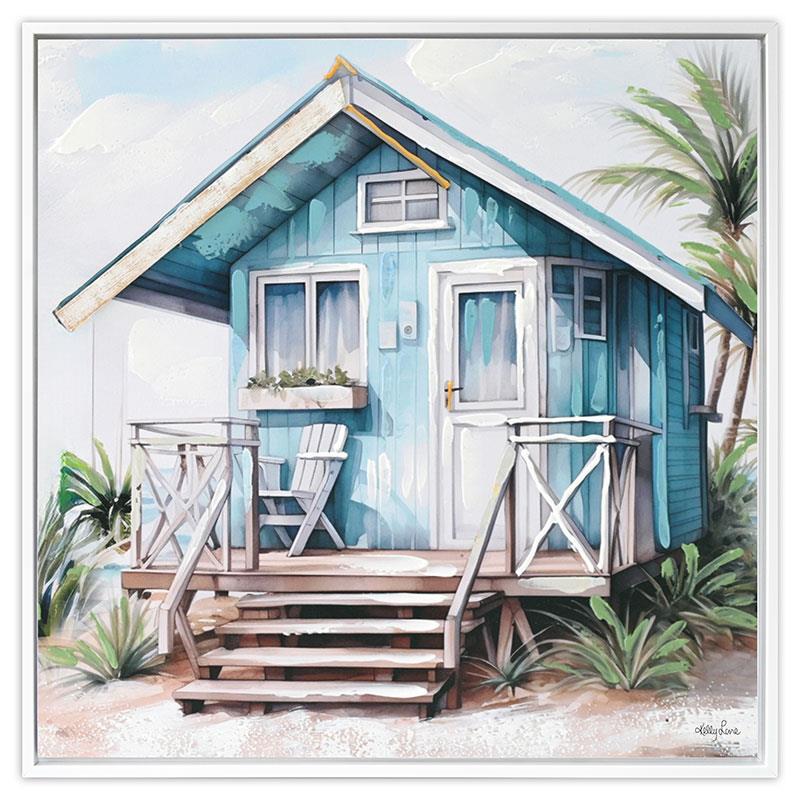 Blue Beach Shack Print Wall Art