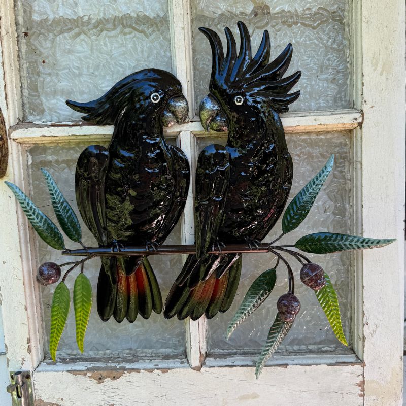 Black Cockatoo Duo Metal Wall Art