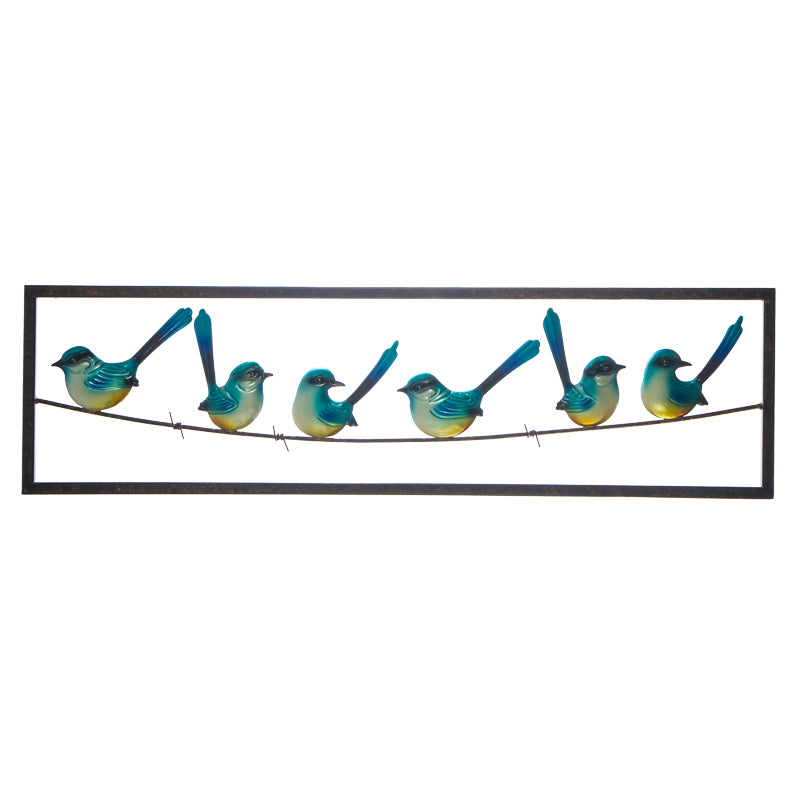 Blue Wrens on Wire Metal Wall Art