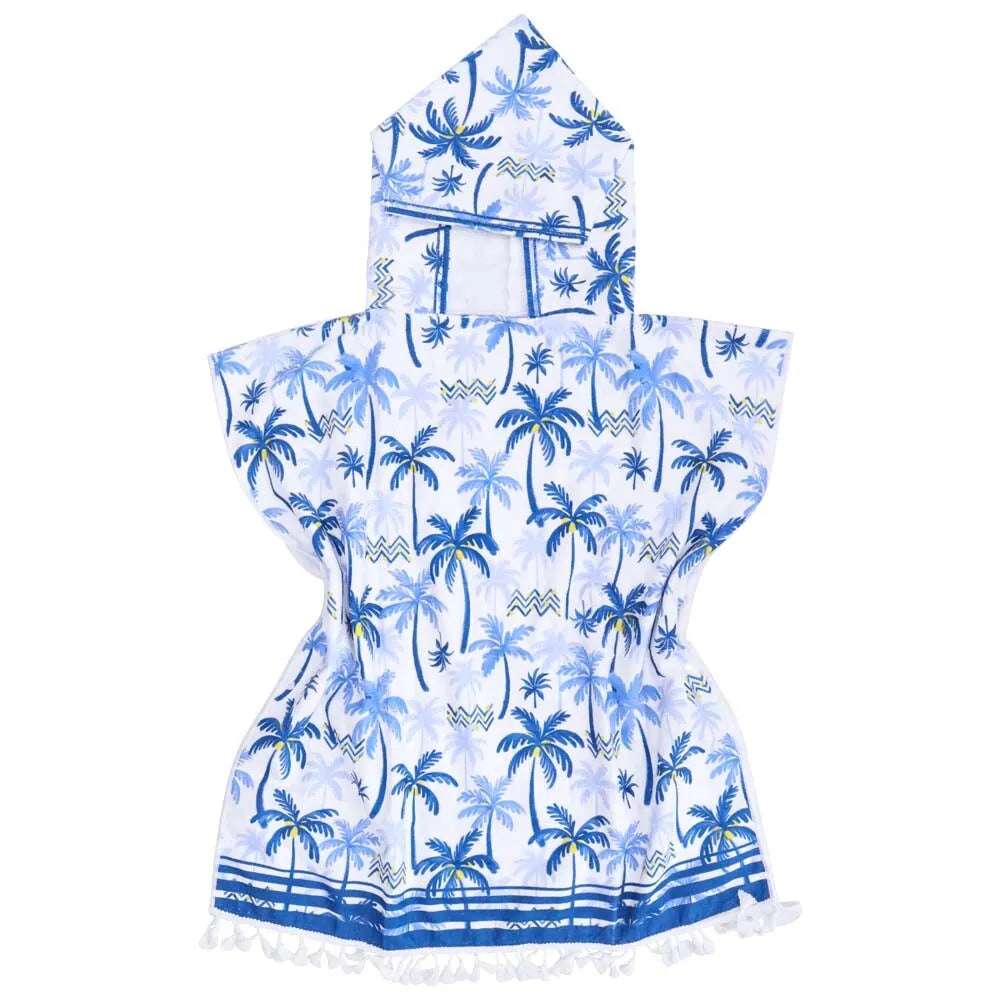 Blue Palm Trees Microfibre Poncho Towel