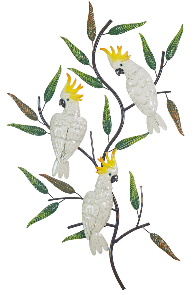 White Cockatoo Trio Metal Wall Art