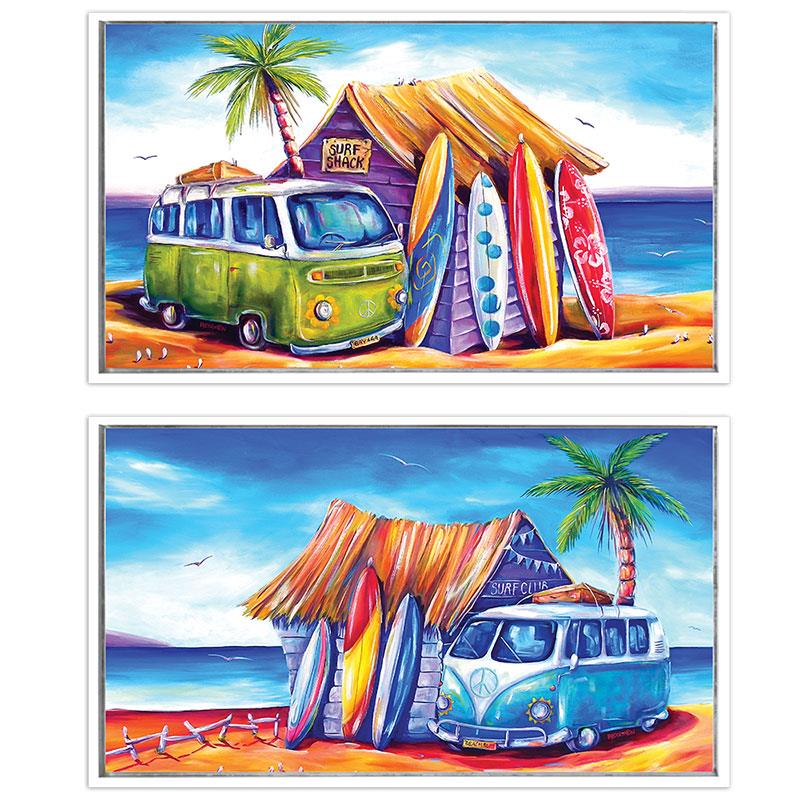 Large Bright Combi Van Canvas Print Wall Art