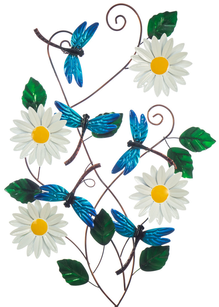Dragonfly Daisy Metal Wall Art