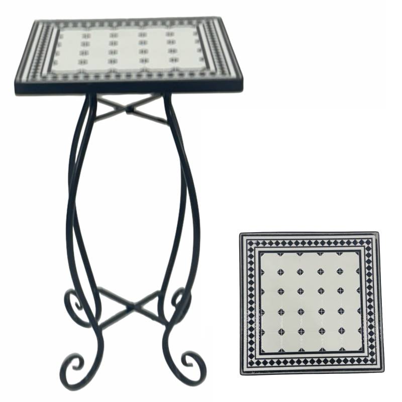 Black White Plantstand Square Table