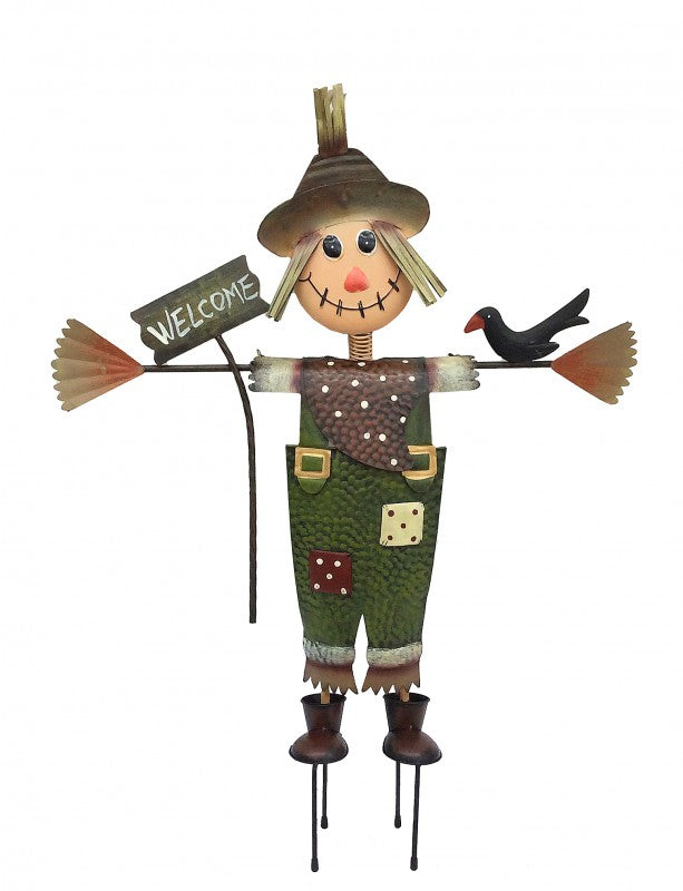 Green Metal Scarecrow Garden Stake Metal Garden Art