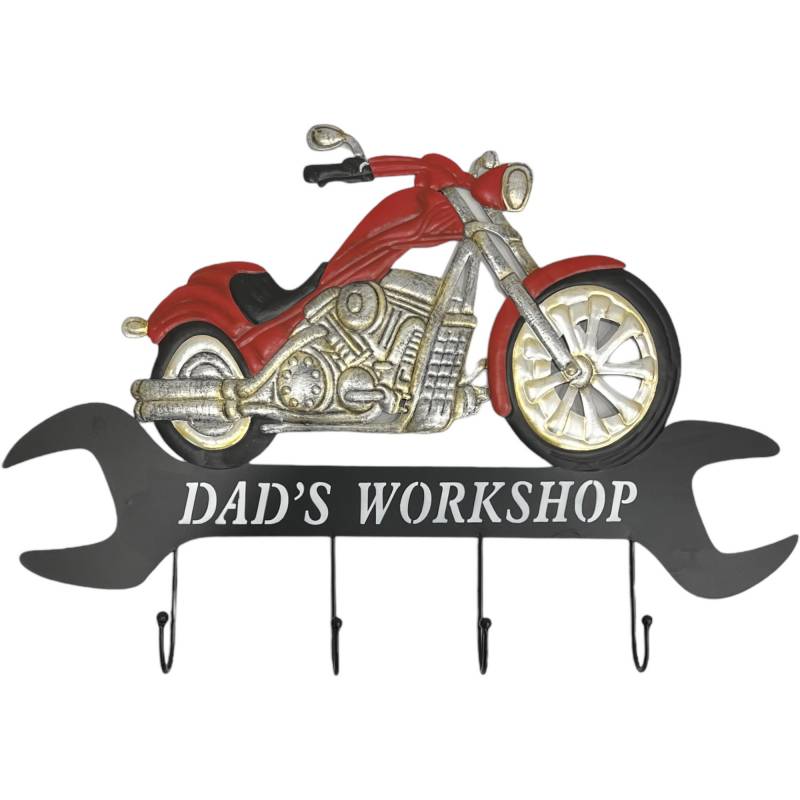 Dads Workshop Motorbike Hook Wall Hanging