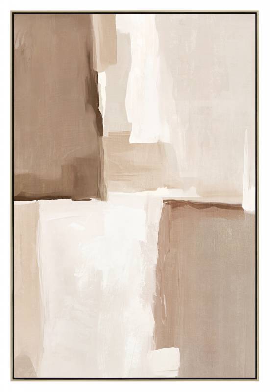 Beige Abstract Framed Canvas Painting