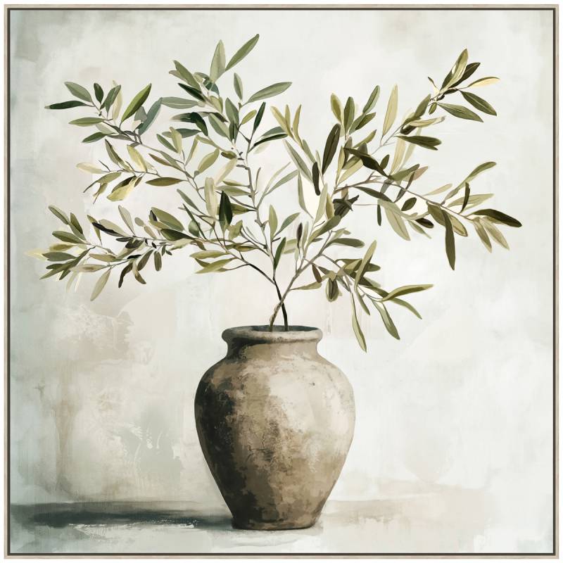 Olive Vase Framed Canvas Painting