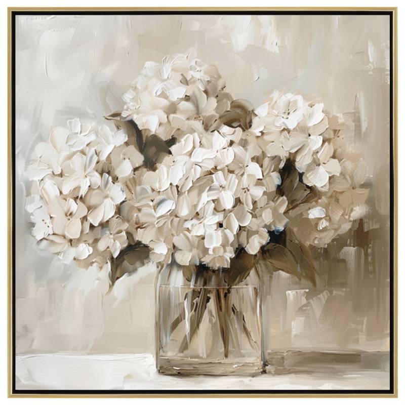 Neutral Flower Vase Framed Canvas Painting