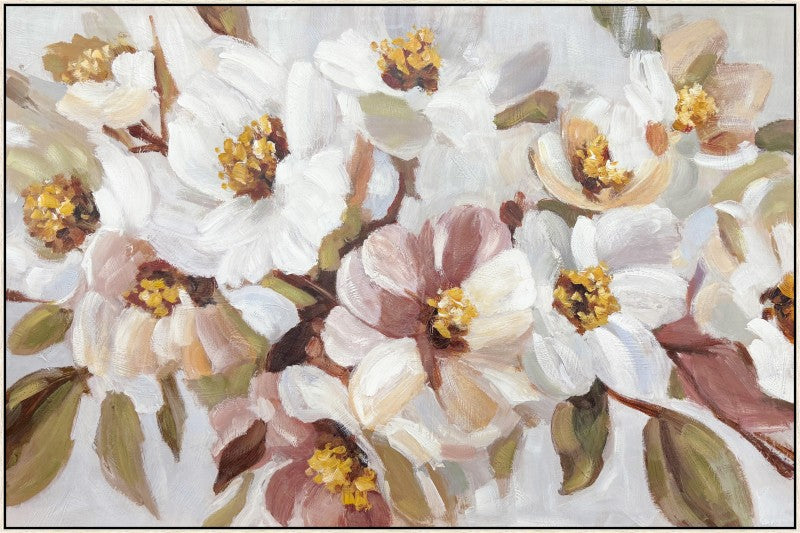 Axis Neutral Flower Framed Canvas Painting Wall Art