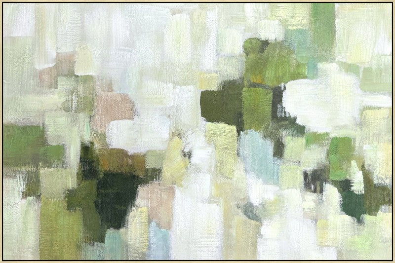 Green Abstract Framed Canvas Painting Wall Art