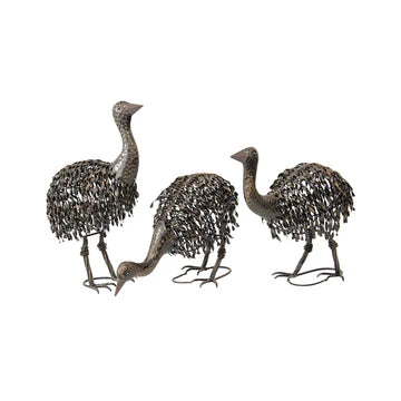 Metal Emu Chicks Garden Art Ornament