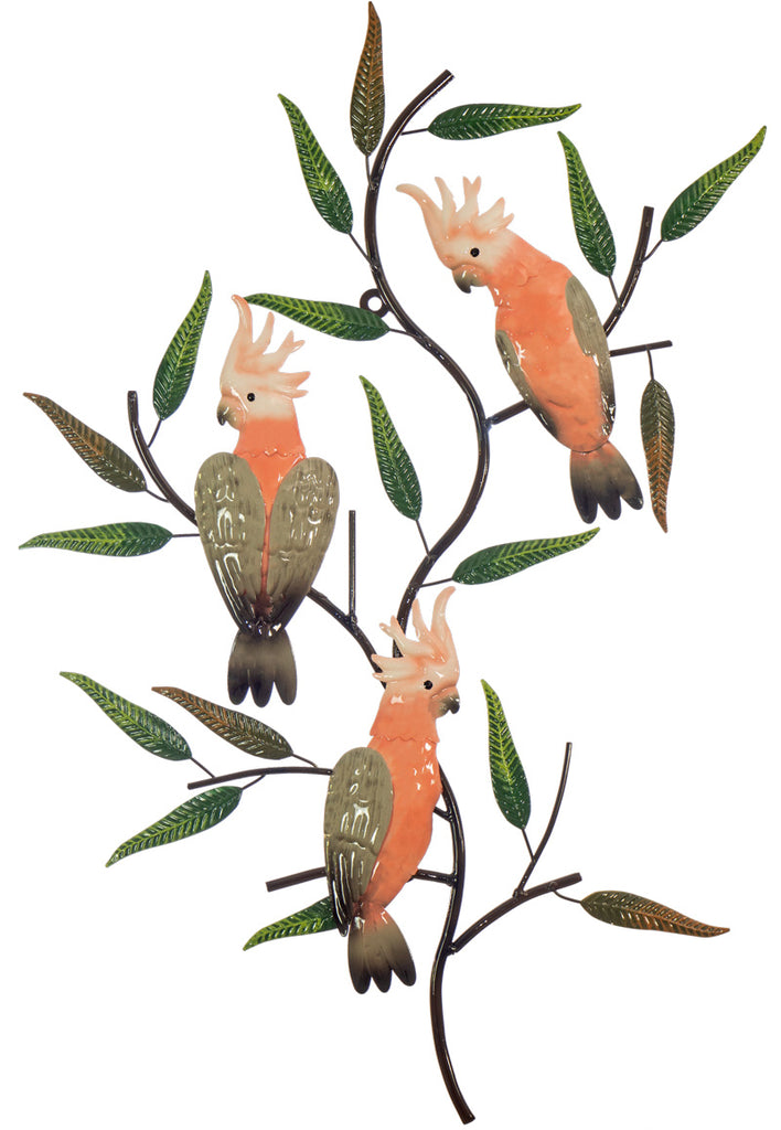 Pink Galah Trio Metal Wall Art